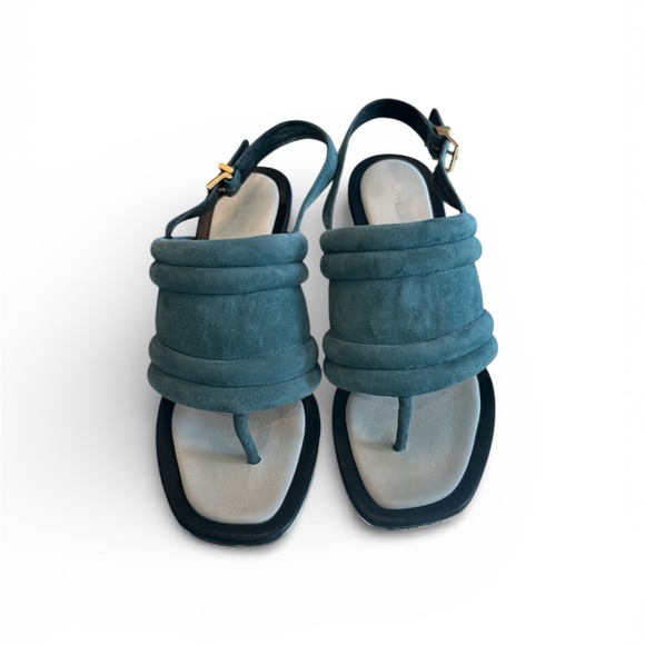 Tory Burch Puffy Suede Thong Wedge Sandals 6 - Picture 3 of 10